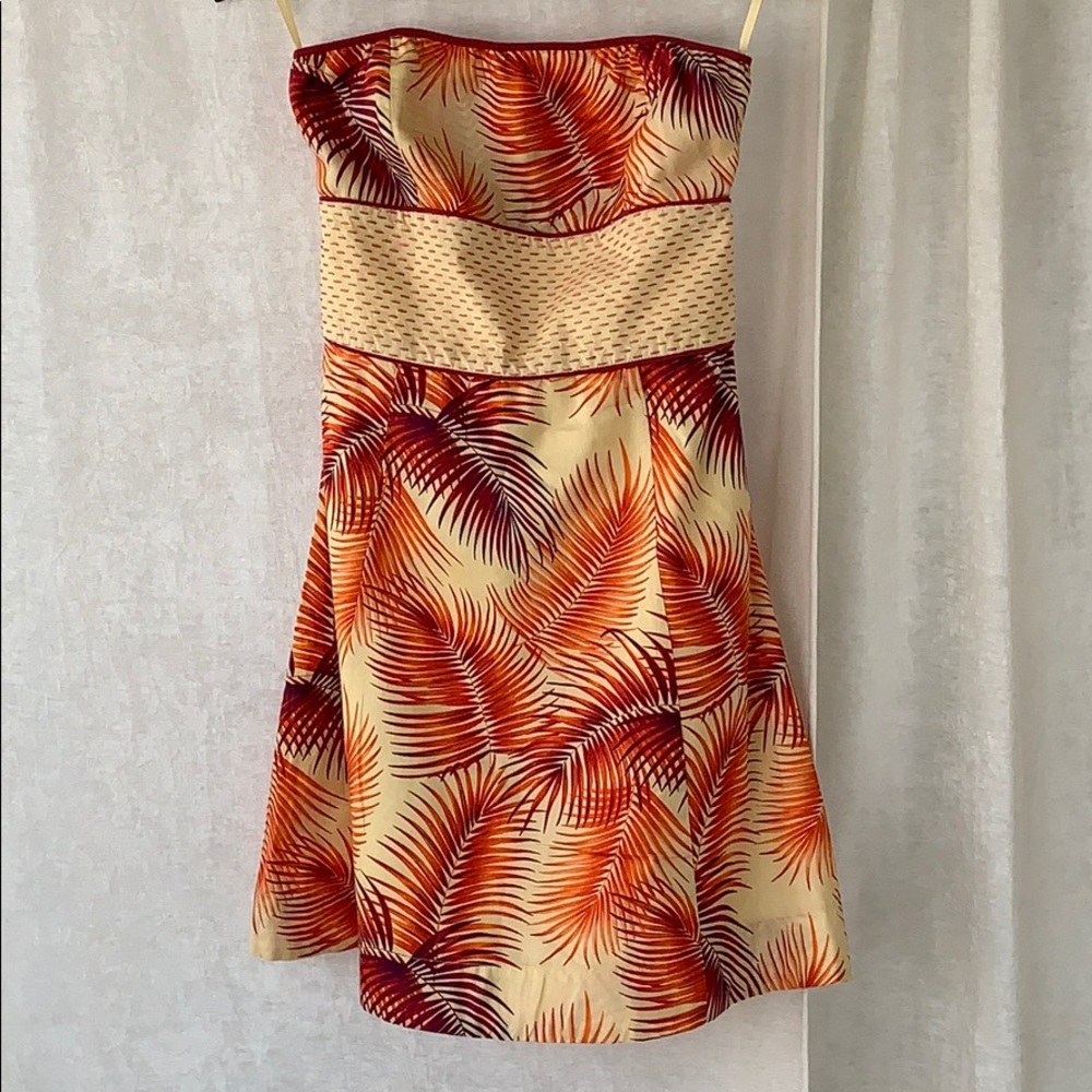 Free People Palm Strapless Dress, Yellow & Orange